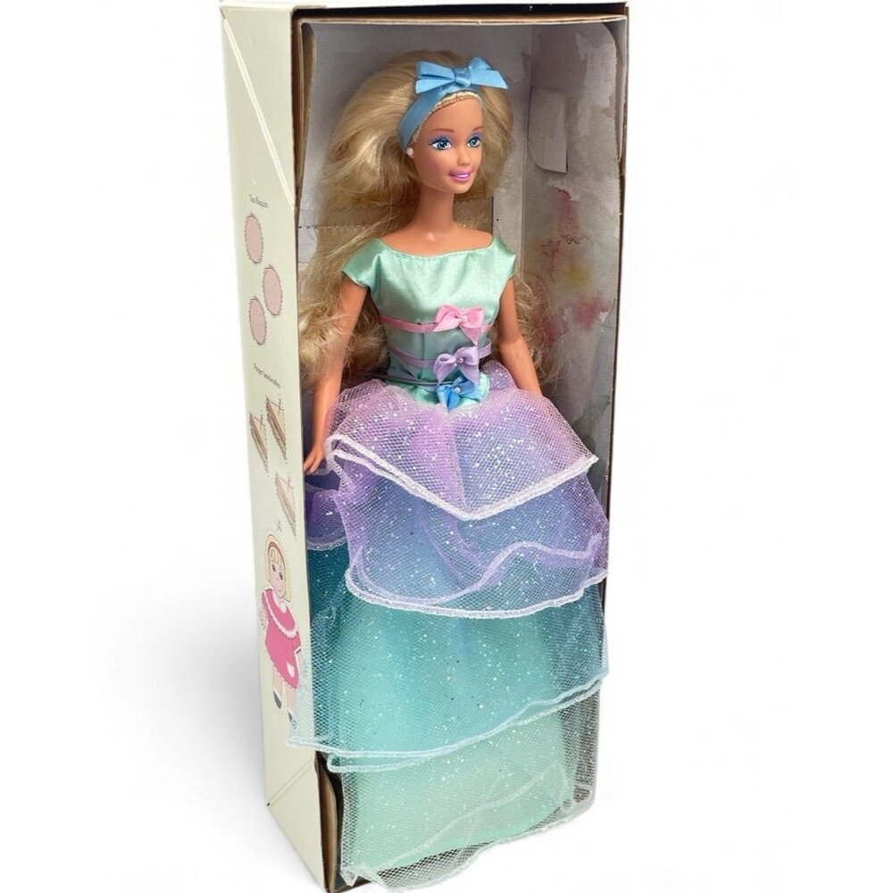 Vtg Barbie Spring Tea Party Avon Exclusive Collector Doll Blonde Green Eyes NIB - Picture 7 of 12